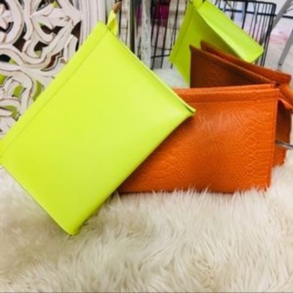 Snakeskin Embossed Clutch – Orange - Picture 5 of 5